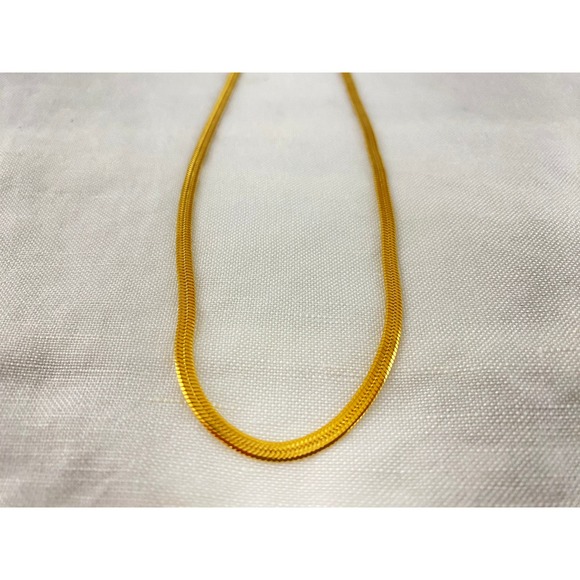 Stainless Steel 18k Gold Plated Herringbone Snake Chain Necklace - Picture 4 of 11